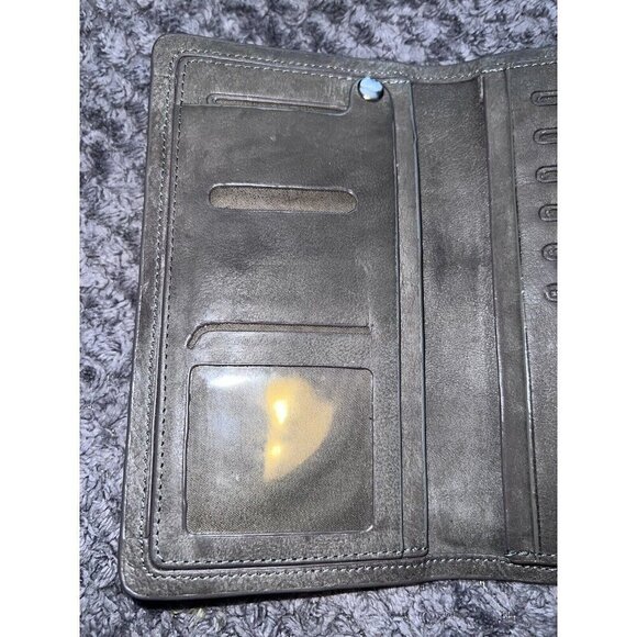ROOTS Canada Gray Leather Bifold Checkbook Credit Card ID Slot Wallet - Picture 8 of 16